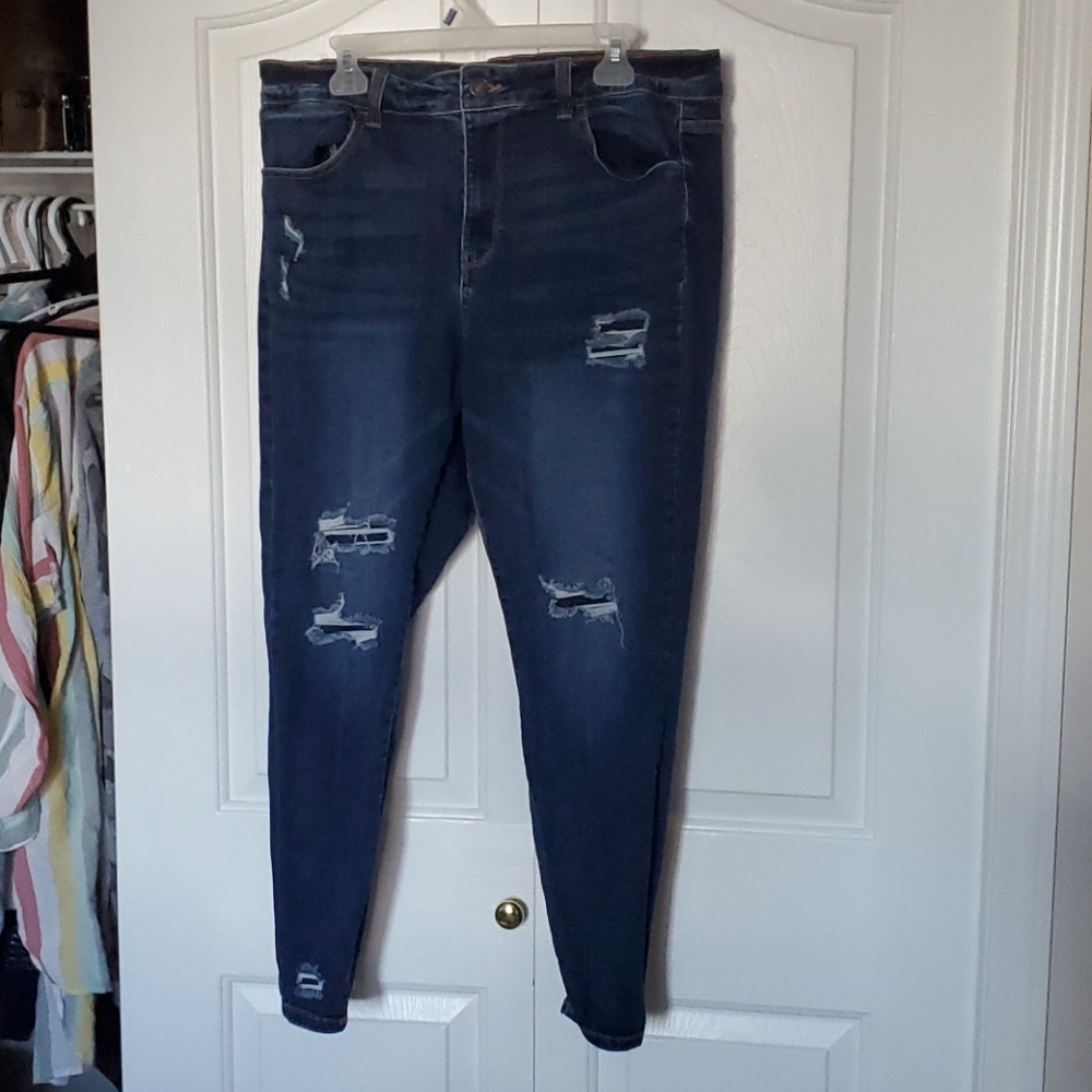Wax Jean Distressed/Ripped Skinny Jeans